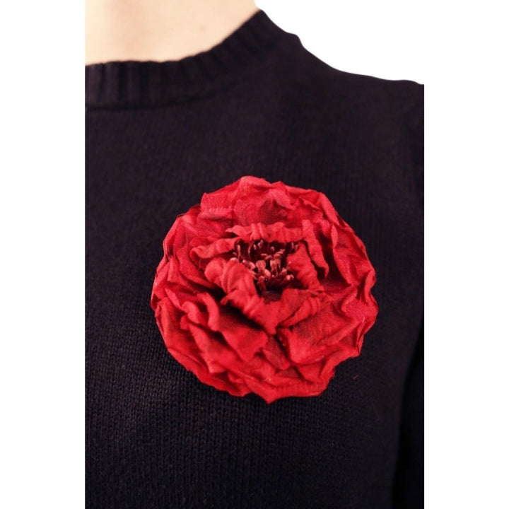 Red Silk Flower Brooch