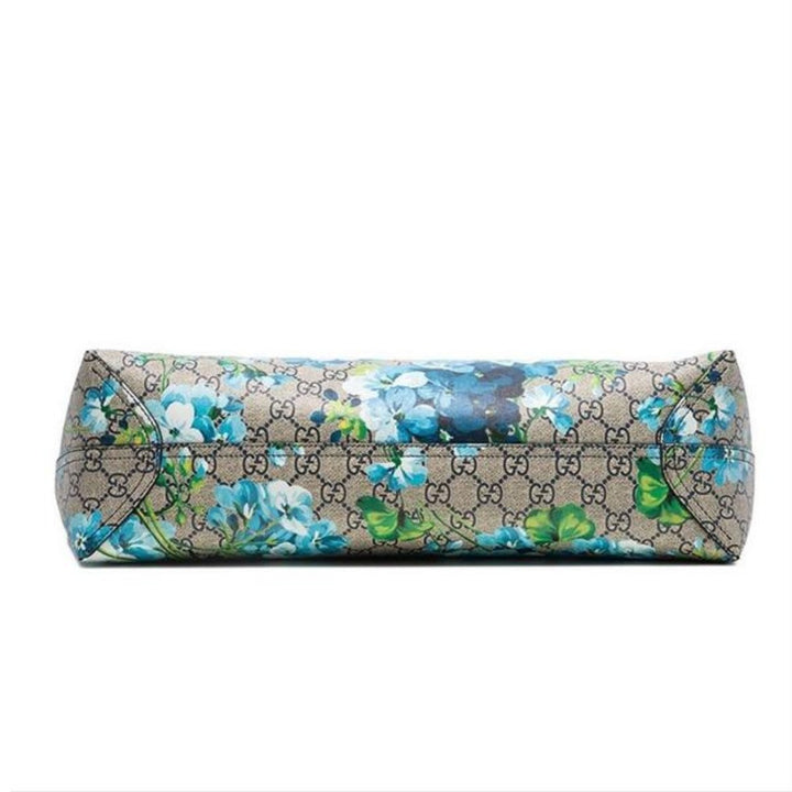 Reversible GG Blooms Beige and Blue Gg Supreme Canvas Tote