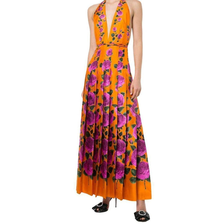 Rose Garden Print Silk Dress