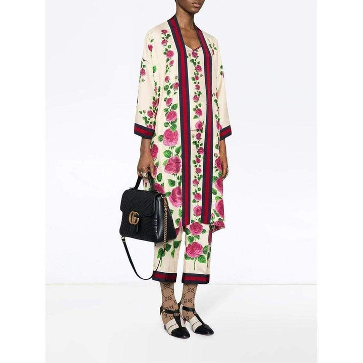 Rose Garden Print Silk Kimono