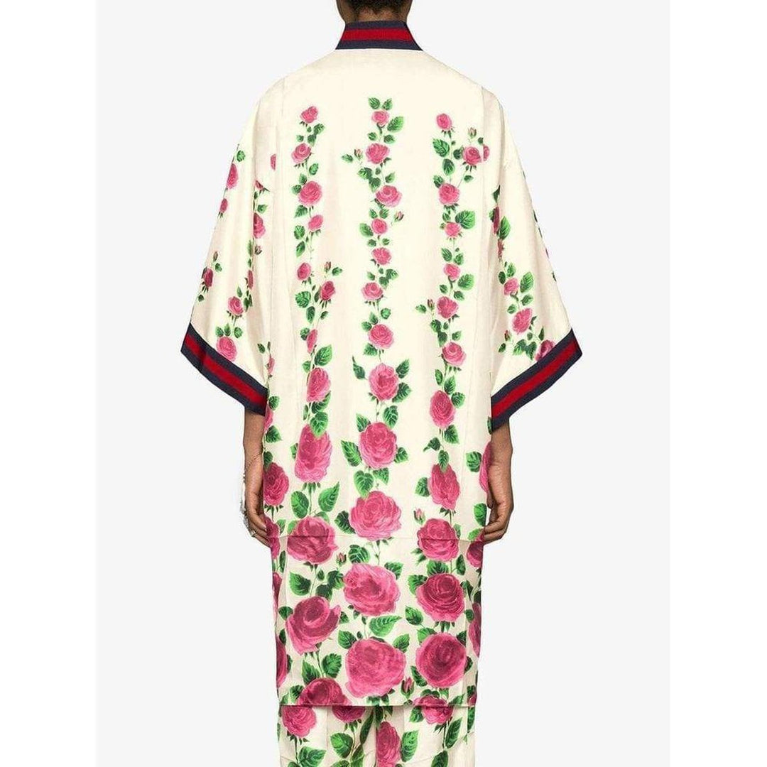Rose Garden Print Silk Kimono