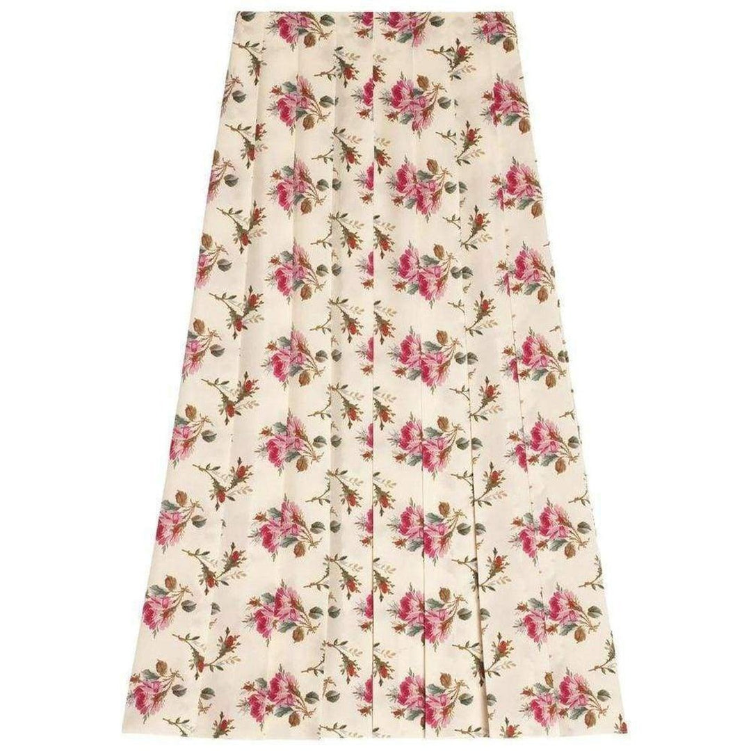 Gucci-Rose print silk skirt - Runway Catalog