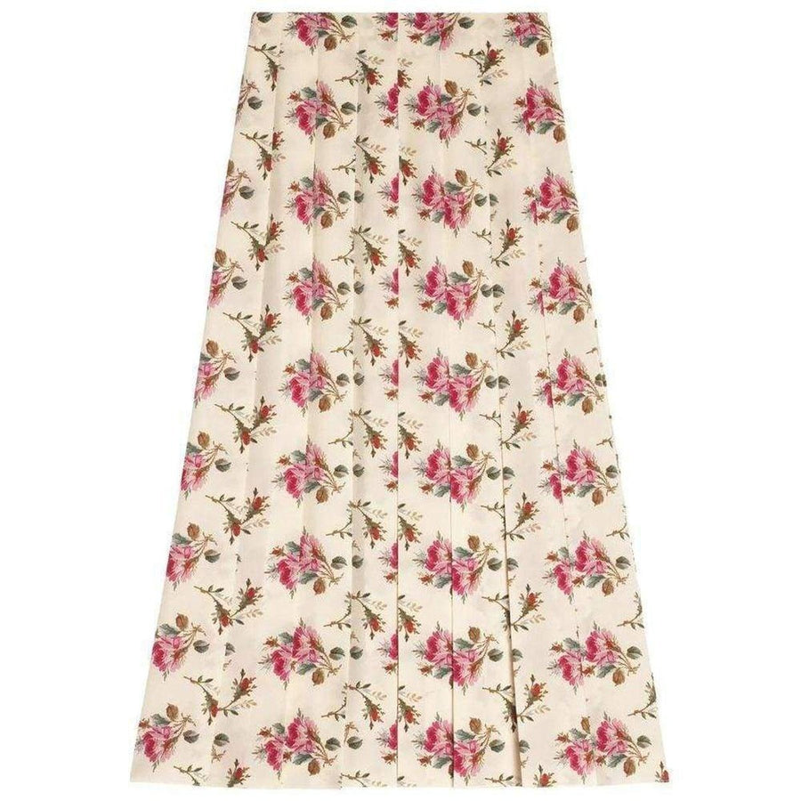 Gucci-Rose print silk skirt - Runway Catalog