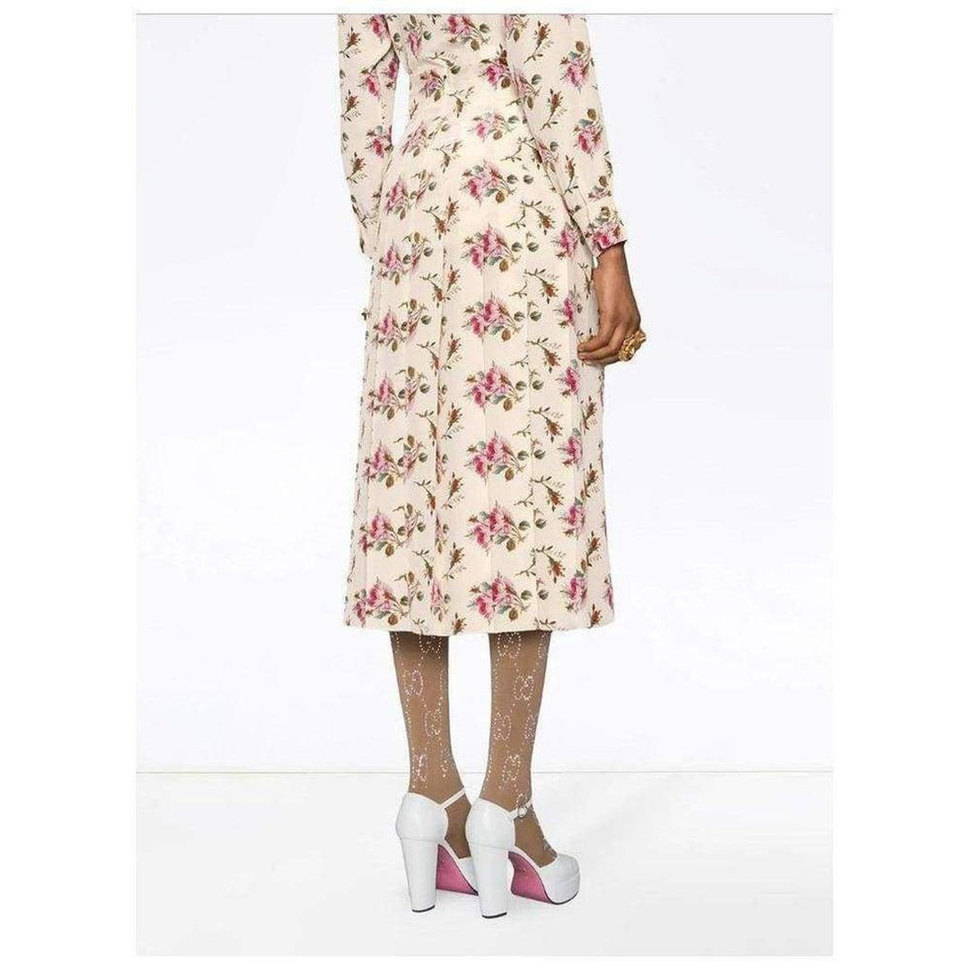 Rose print silk skirt