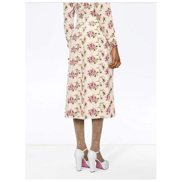 Rose print silk skirt