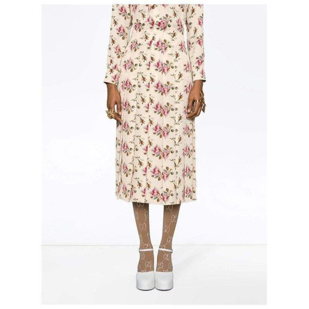Rose print silk skirt