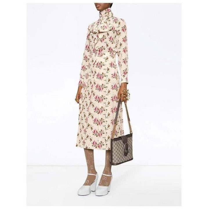 Rose print silk skirt
