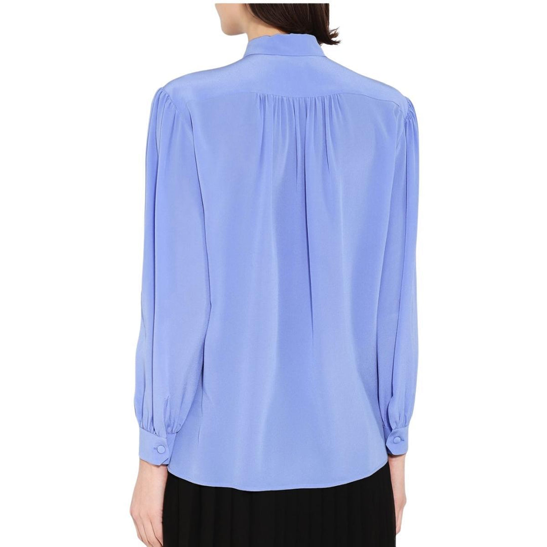 Ruffle-neck Silk Blouse