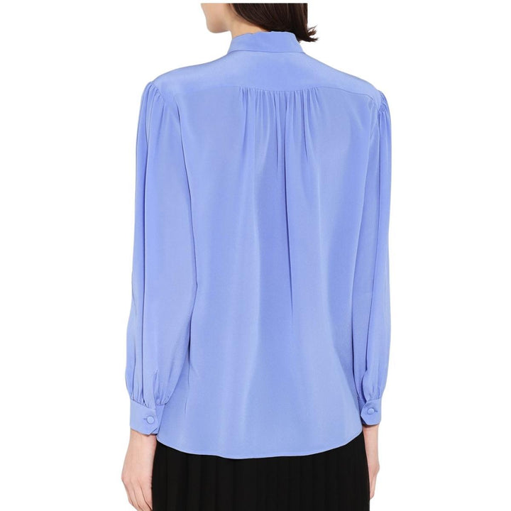 Ruffle-neck Silk Blouse