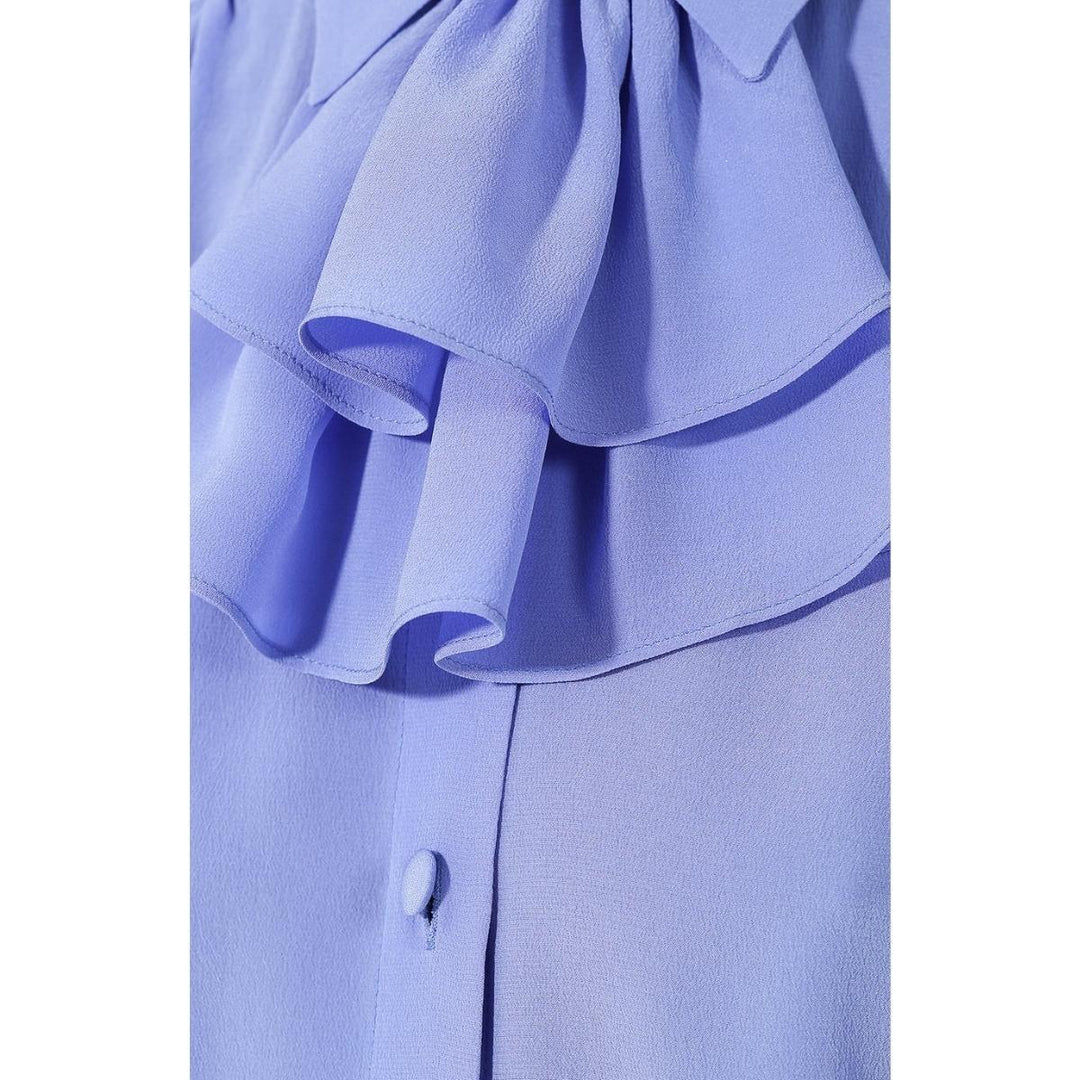 Ruffle-neck Silk Blouse