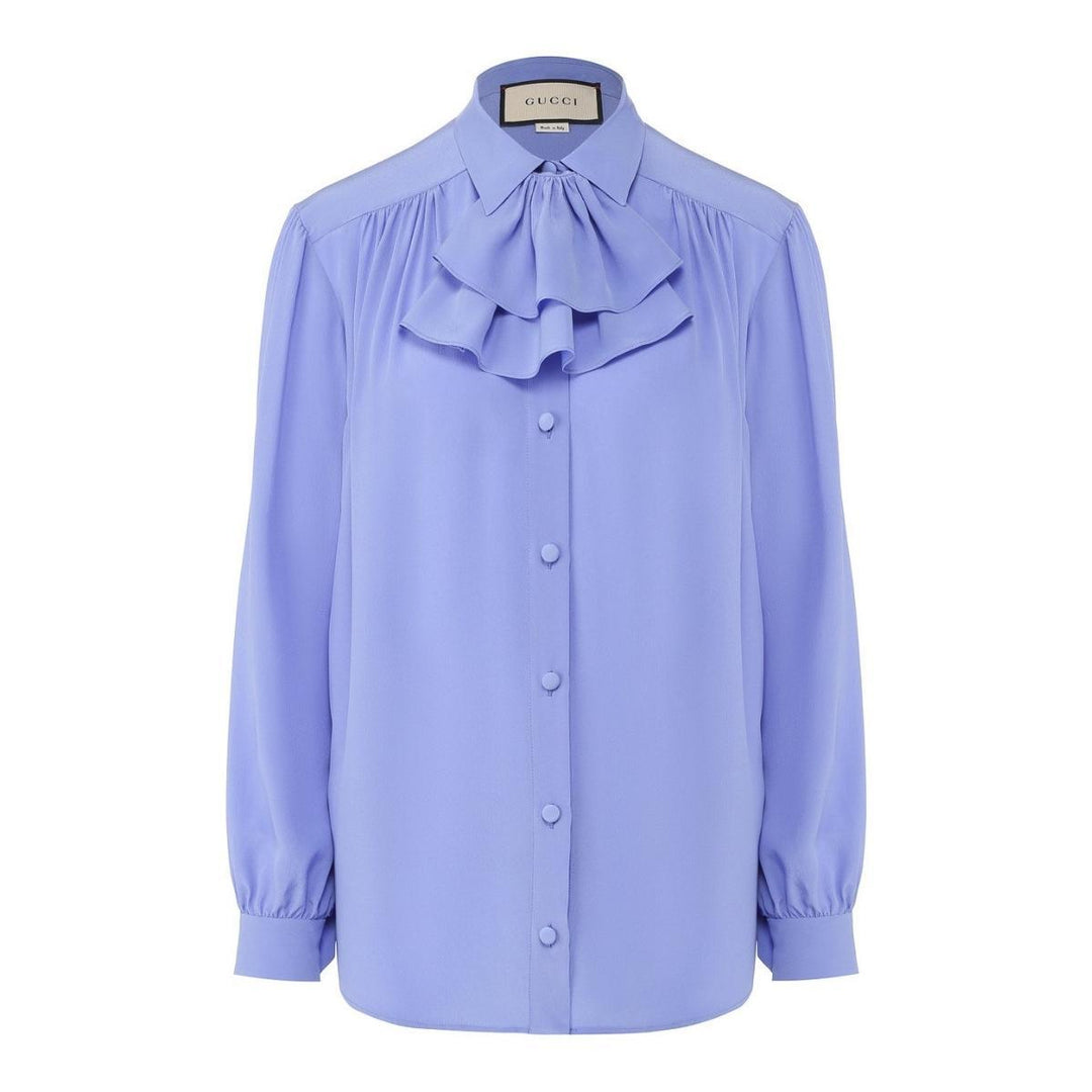 Gucci-Ruffle-neck Silk Blouse - Runway Catalog