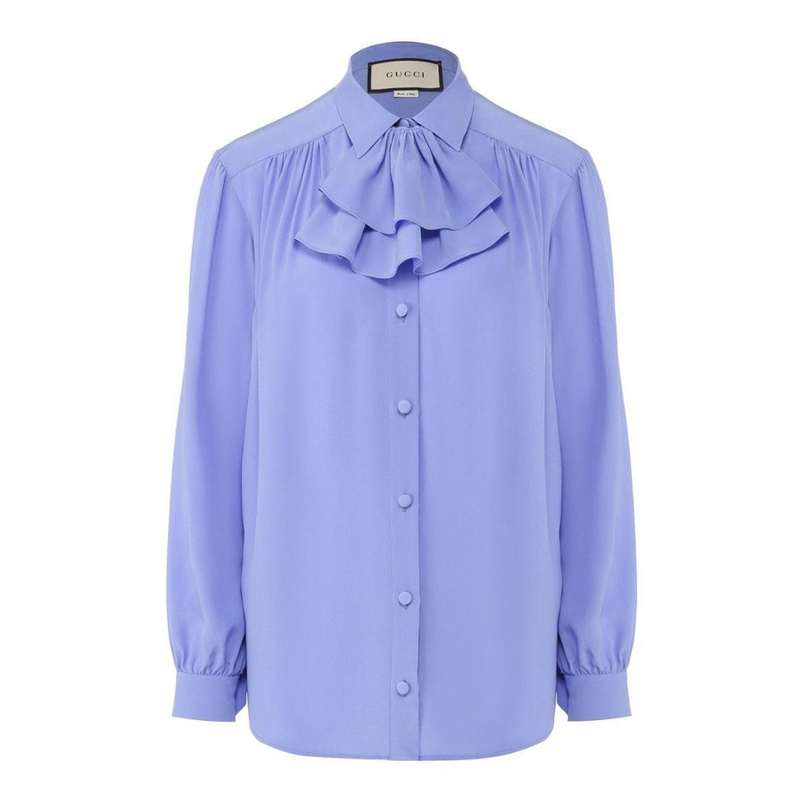 Gucci-Ruffle-neck Silk Blouse - Runway Catalog