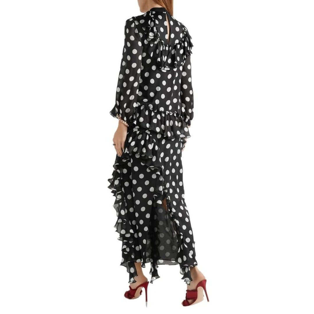 Ruffled Printed Silk-charmeuse Gown