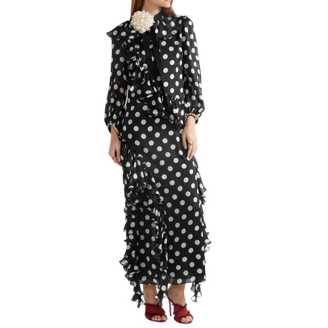 Ruffled Printed Silk-charmeuse Gown
