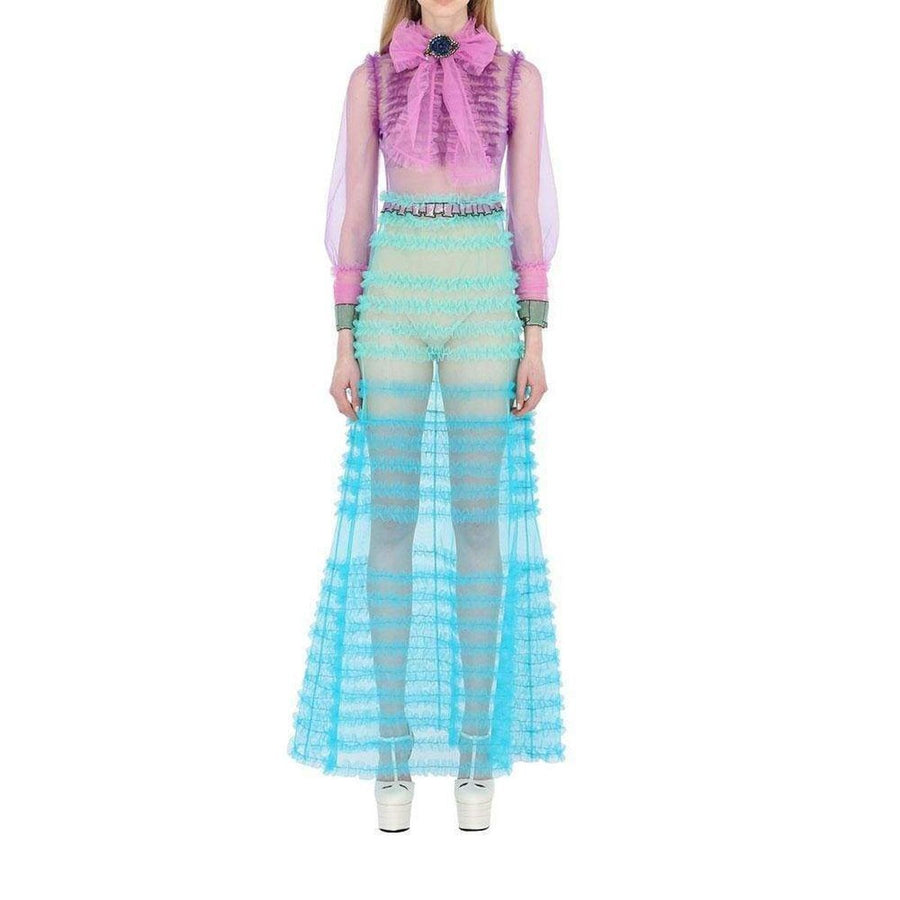 Gucci-Ruffled Tulle & Organza Dress - Runway Catalog