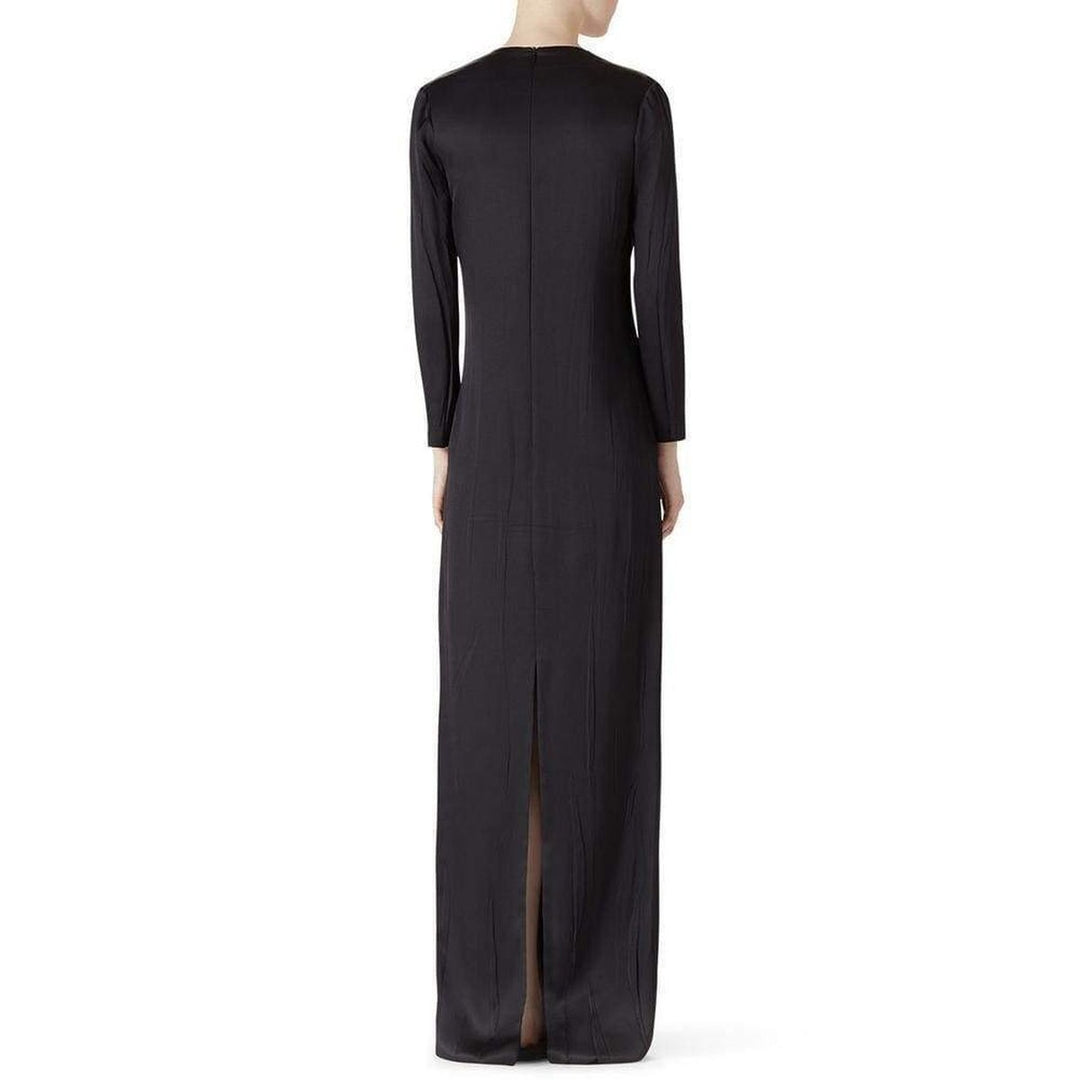Runway Crystal Bird Embellished Black Silk Gown
