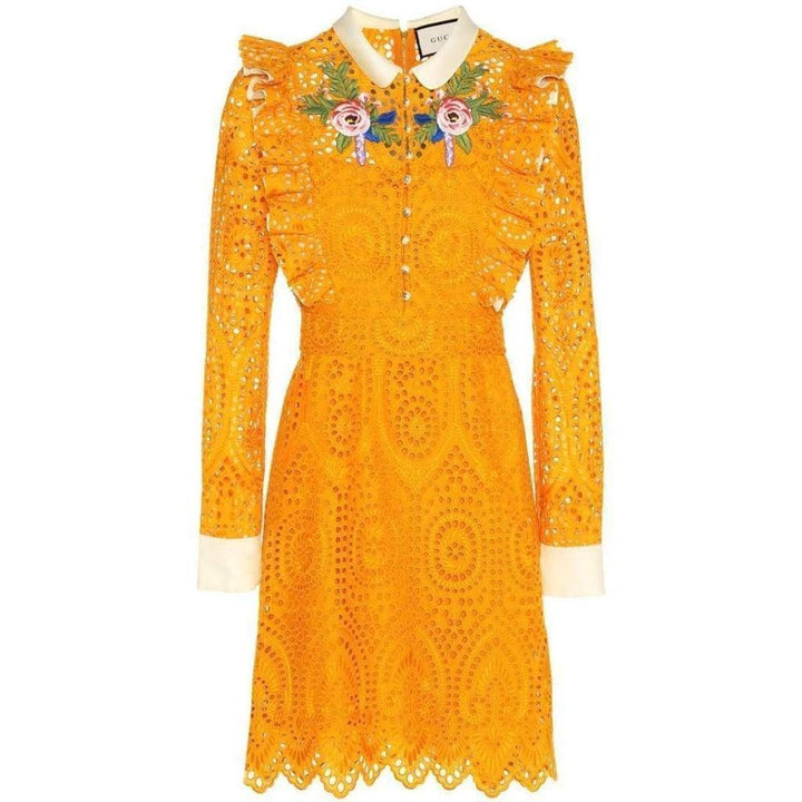Gucci-San Gallo Embroidered Broderie Anglaise Dress - Runway Catalog