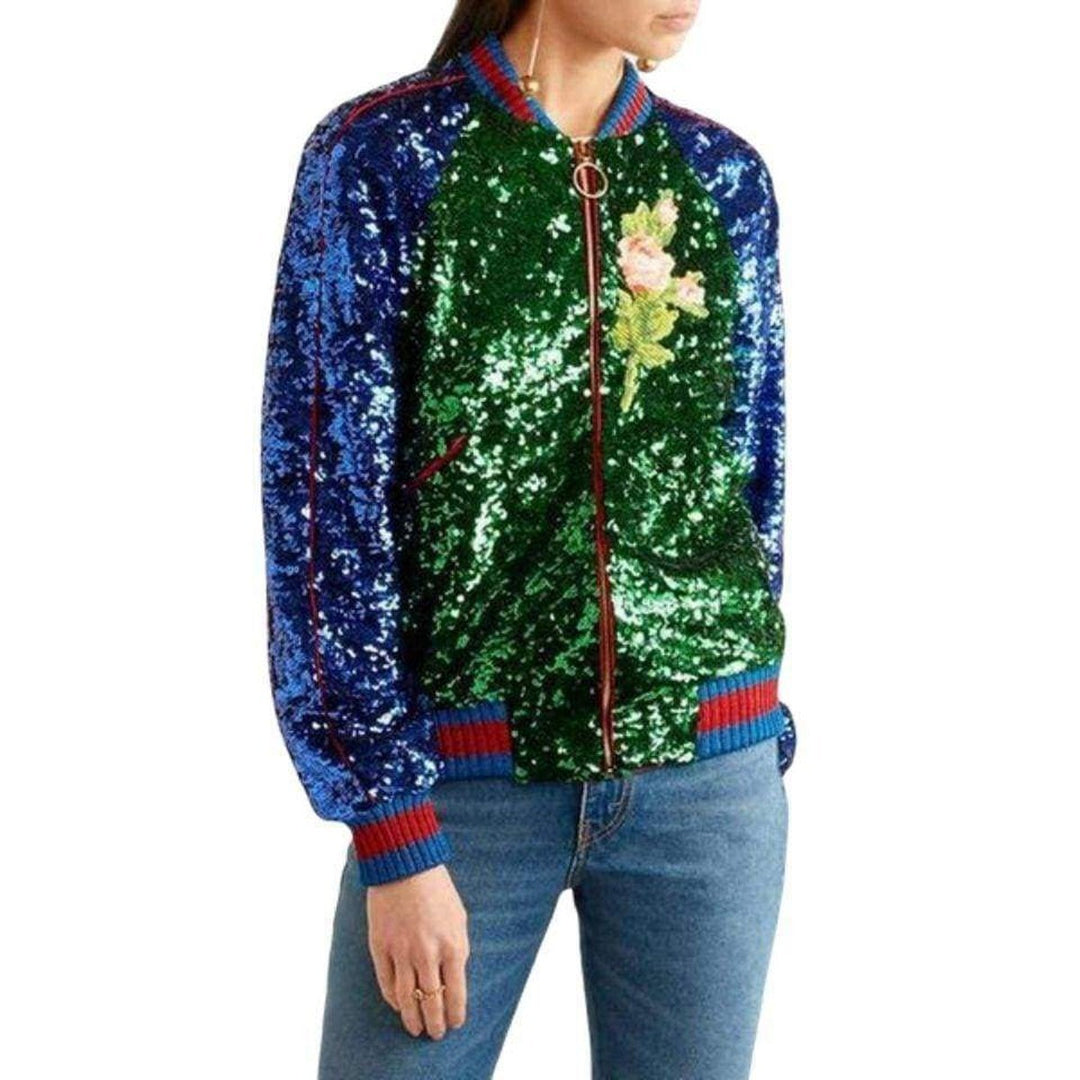 Sequin Embellished Bomber Jacket