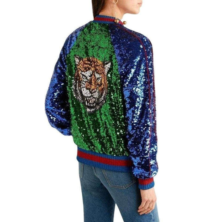 Sequin Embellished Bomber Jacket