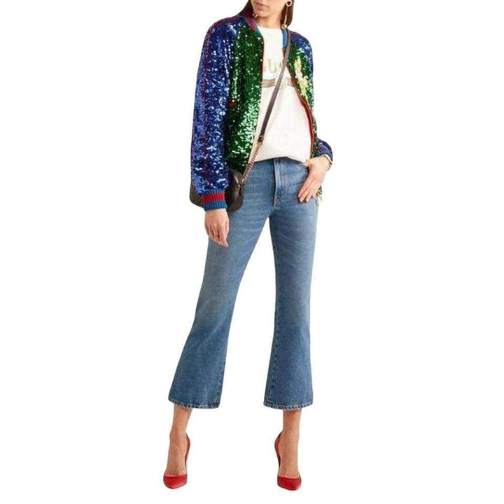 Sequin Embellished Bomber Jacket