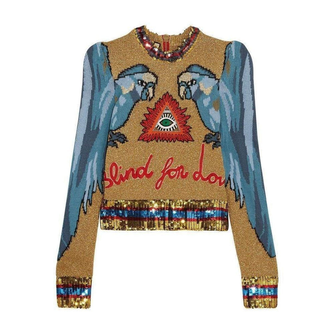 Gucci-Sequin Embellished Intarsia Knitted Sweater - Runway Catalog