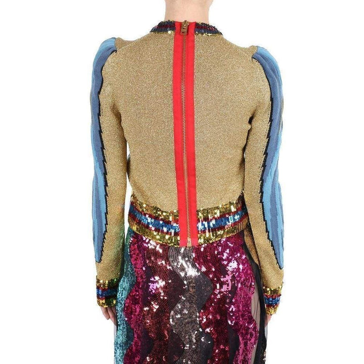Sequin Embellished Intarsia Knitted Sweater