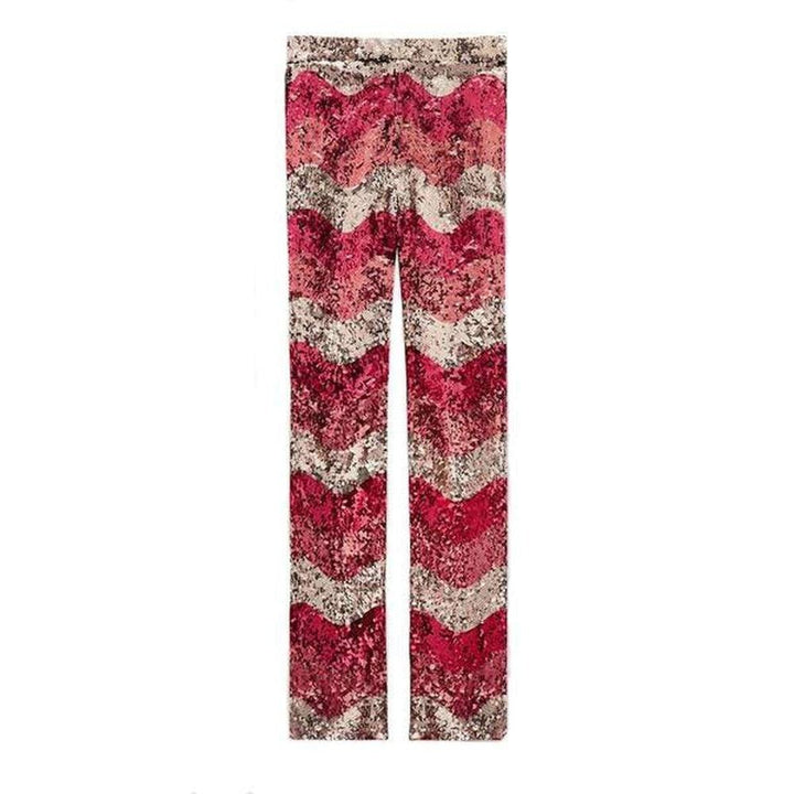 Gucci-Sequin Snake Straight Leg Pants in Red - Runway Catalog