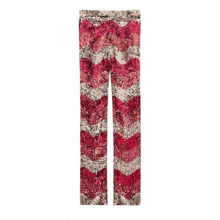 Gucci-Sequin Snake Straight Leg Pants in Red - Runway Catalog