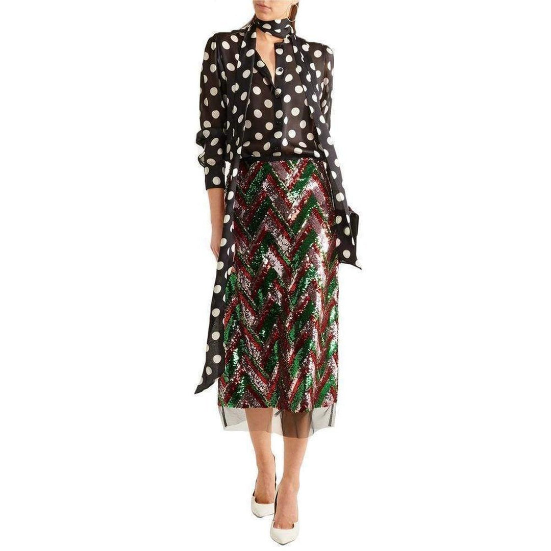 Sequinned Tulle Midi Skirt