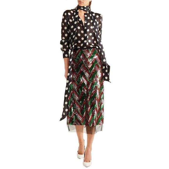 Sequinned Tulle Midi Skirt