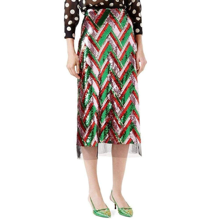 Sequinned Tulle Midi Skirt