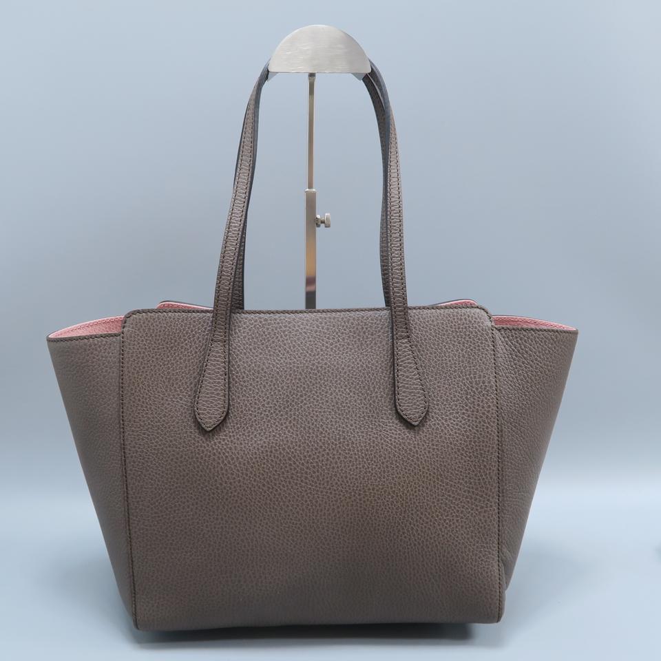 G*G Shoulder Bag Swing Small Taupe Calfskin Leather Tote