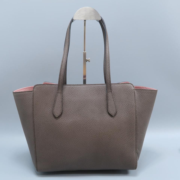 G*G Shoulder Bag Swing Small Taupe Calfskin Leather Tote
