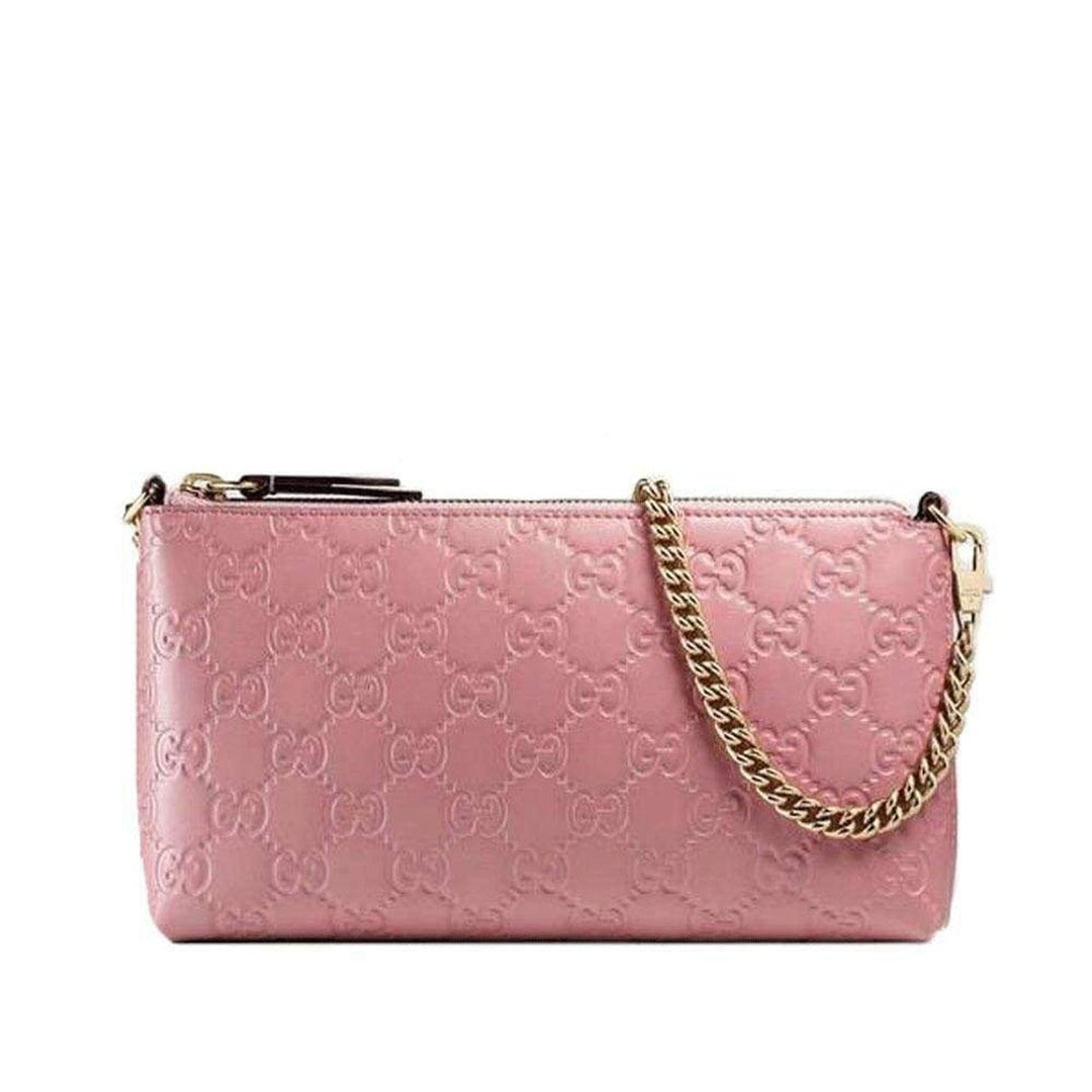 Gucci-Signature Pink Leather Wristlet Wallet - Runway Catalog