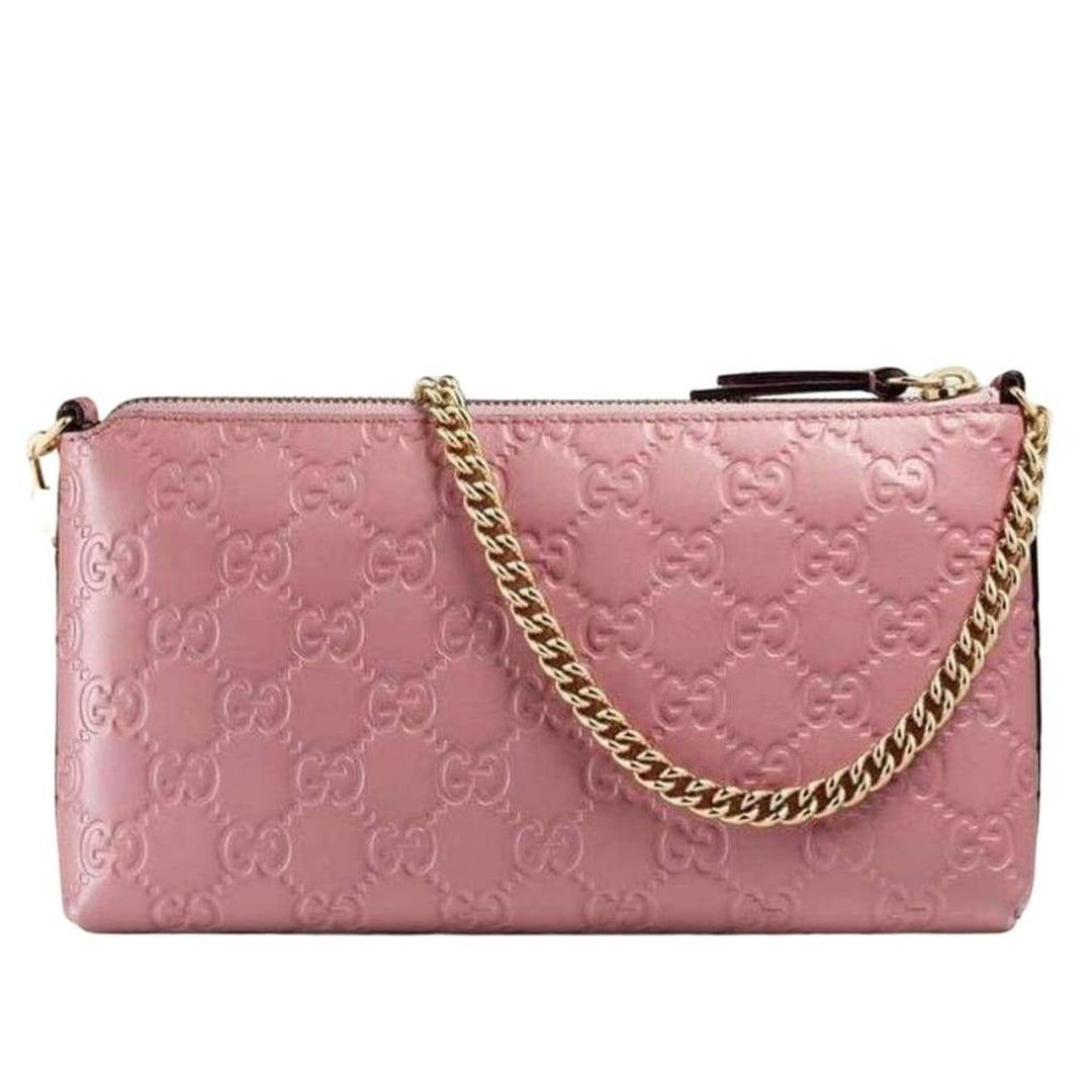 Signature Pink Leather Wristlet Wallet