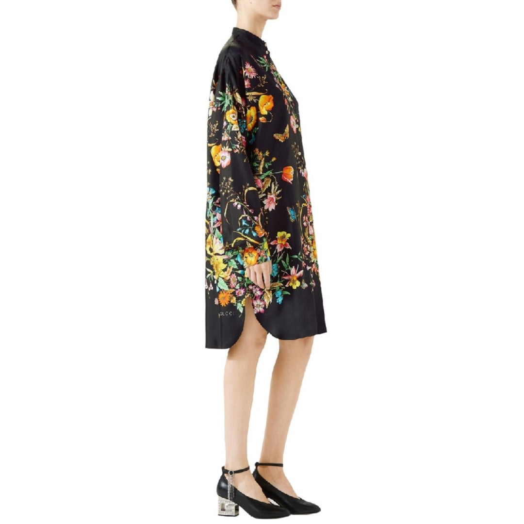 Silk Floral Shirtdress