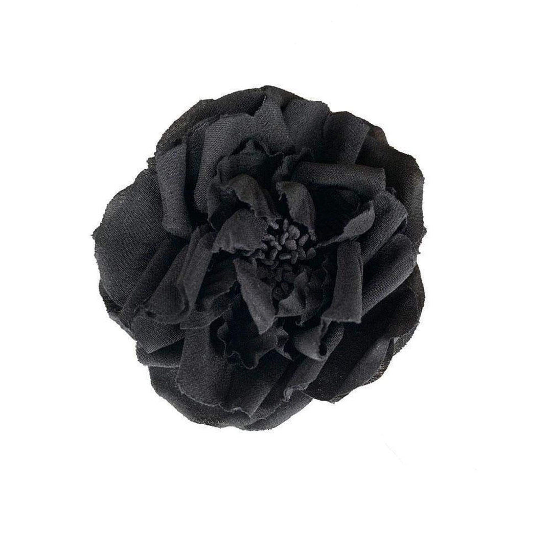 Silk Flower Black Brooch