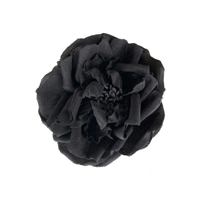Silk Flower Black Brooch