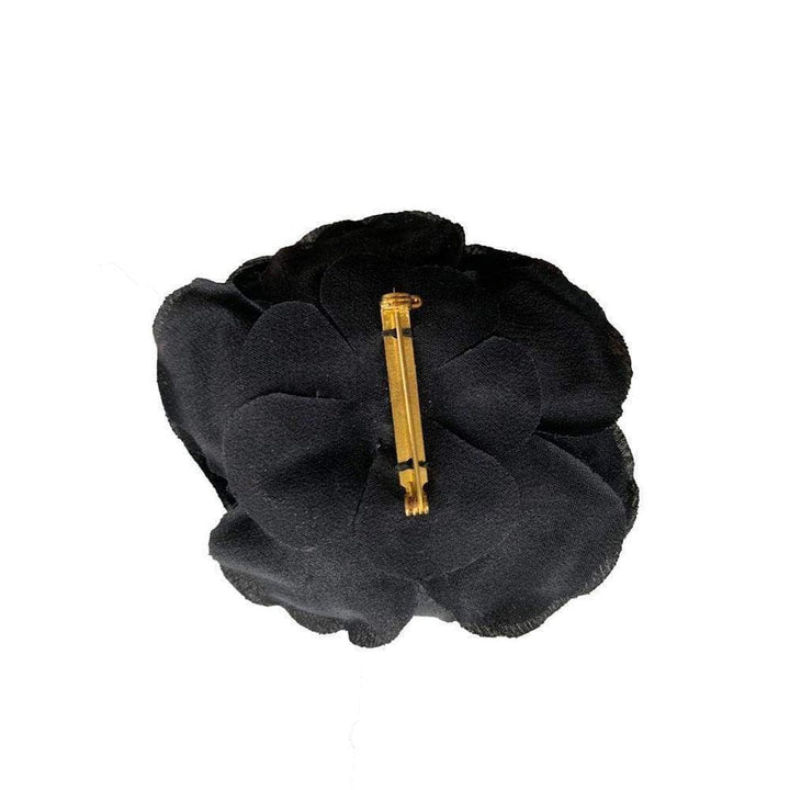 Silk Flower Black Brooch