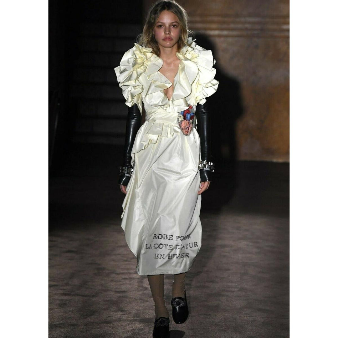 Silk Taffeta With Embroidered Heart Midi Dress