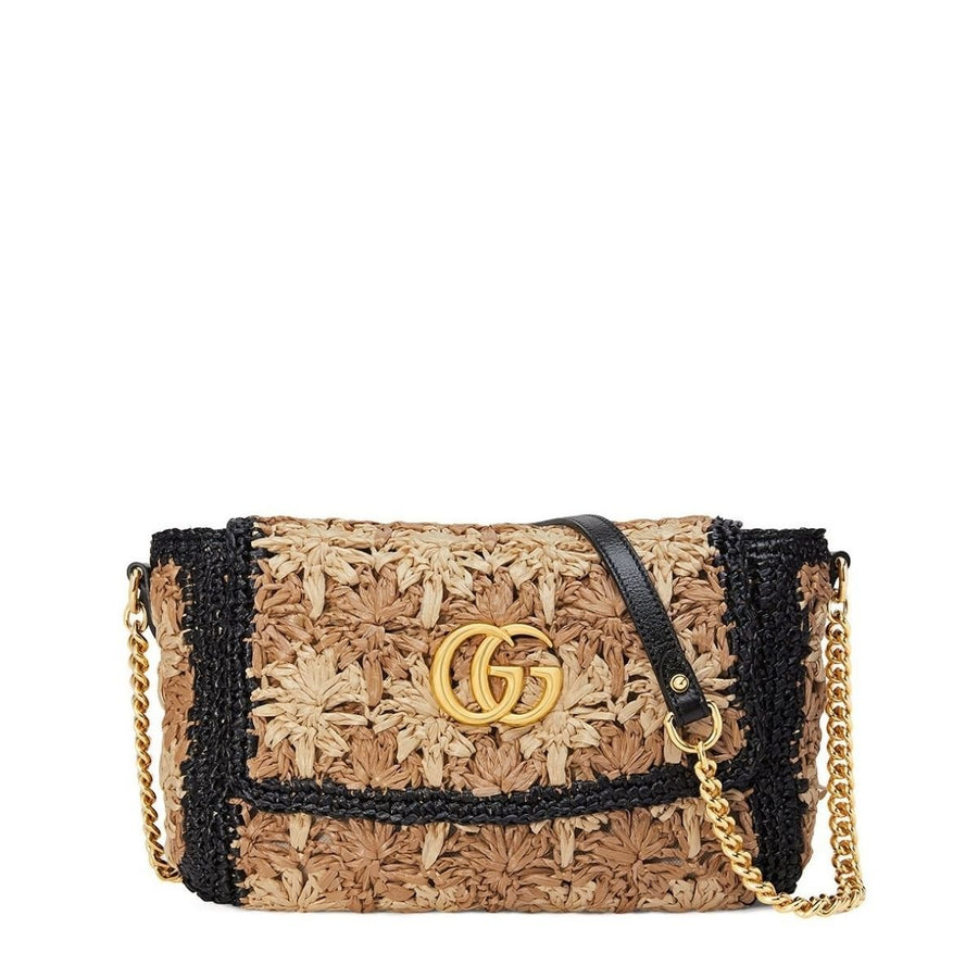 Gucci-Small GG Marmont Raffia Shoulder Bag - Runway Catalog