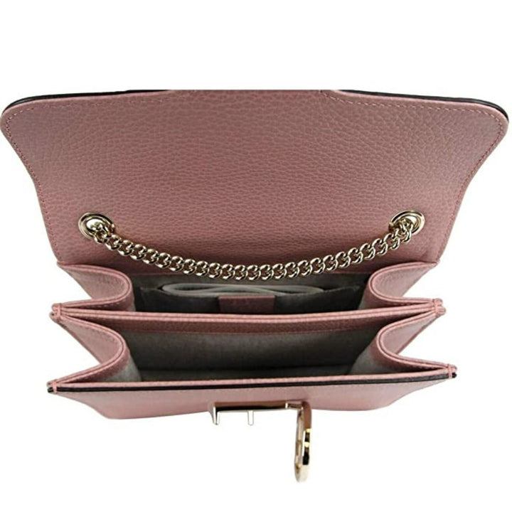 Soft Pink Leather Interlocking G Chain Crossbody Bag