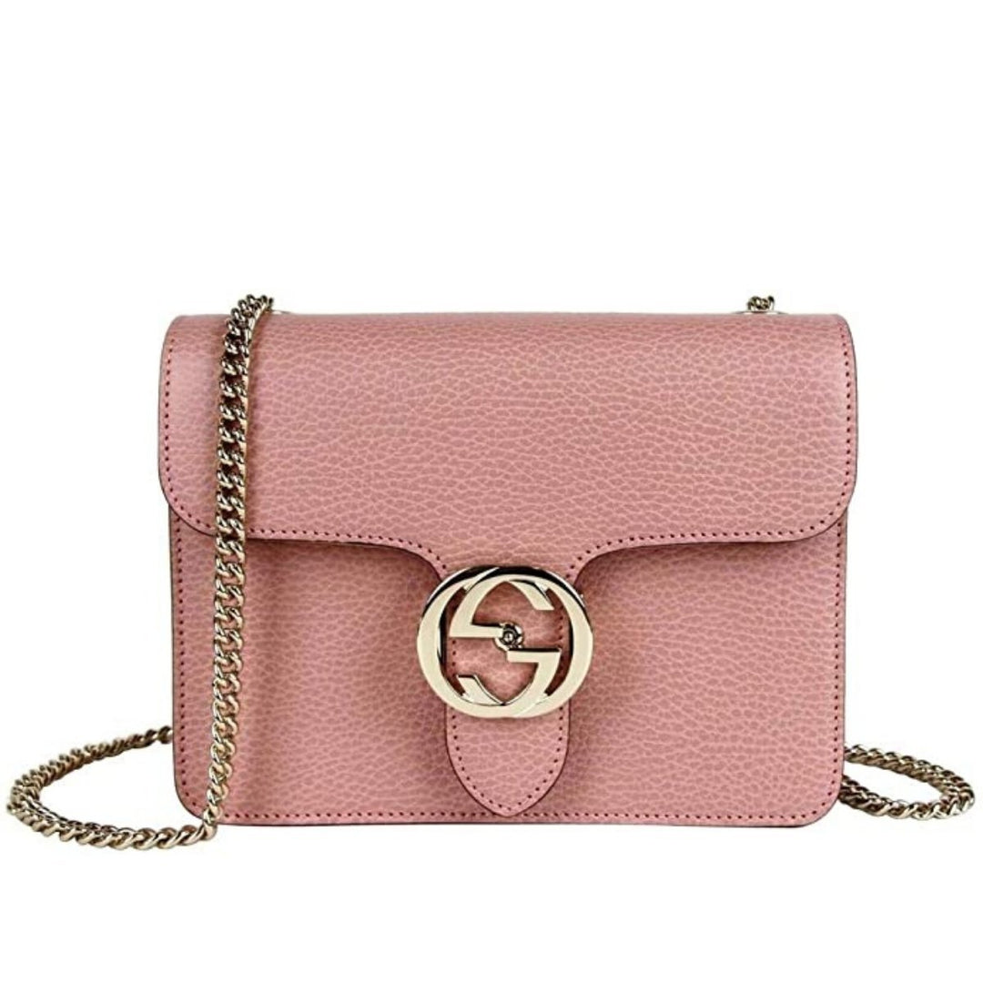 Gucci-Soft Pink Leather Interlocking G Chain Crossbody Bag - Runway Catalog