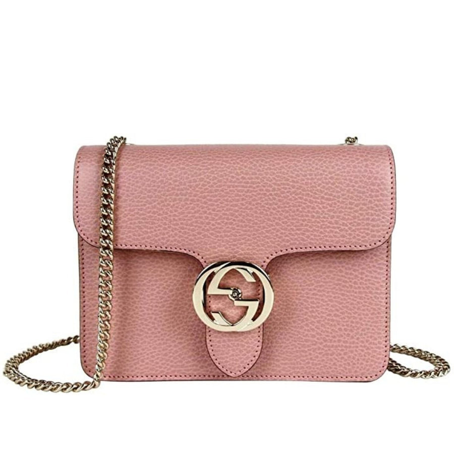 Gucci-Soft Pink Leather Interlocking G Chain Crossbody Bag - Runway Catalog