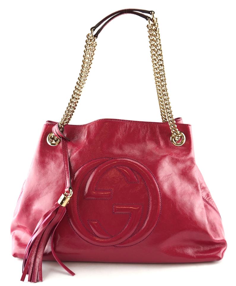 G*G Shoulder Bag Soho Gg Chain Strap Tassel Hot Pink Patent Leather Tote