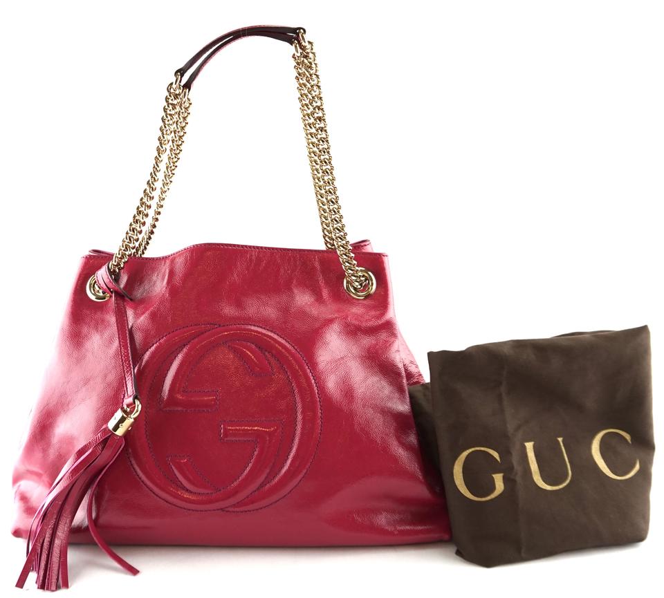 G*G Shoulder Bag Soho Gg Chain Strap Tassel Hot Pink Patent Leather Tote