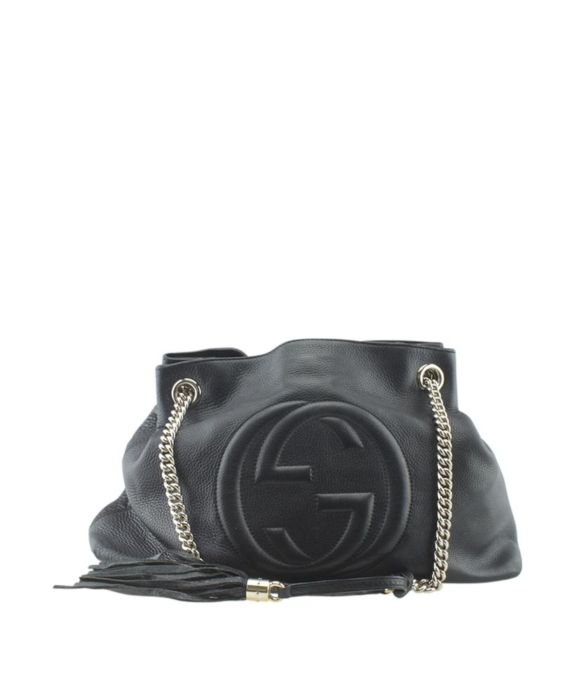 G*G Soho Medium Chain Black Leather Tote