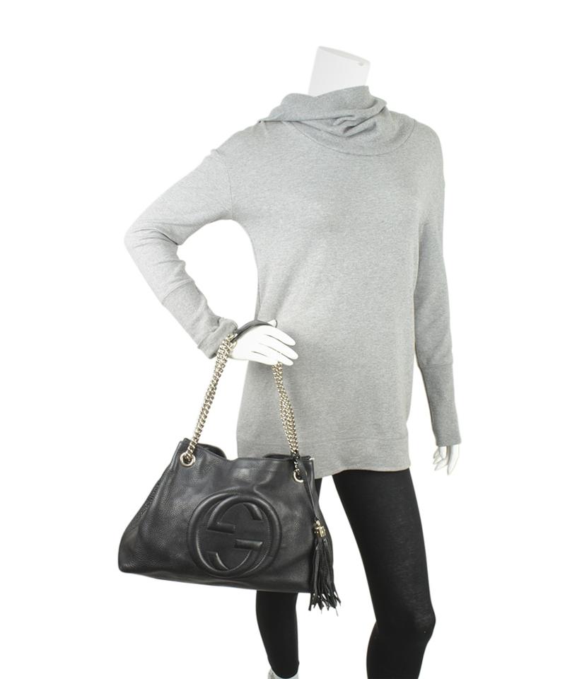 G*G Soho 308982 Medium Chain Black Leather Tote