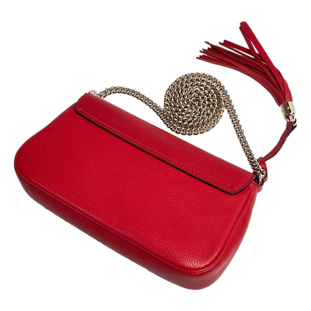 Gucci Soho Disco Red Leather GG Tassel Chain Crossbody Bag 536224