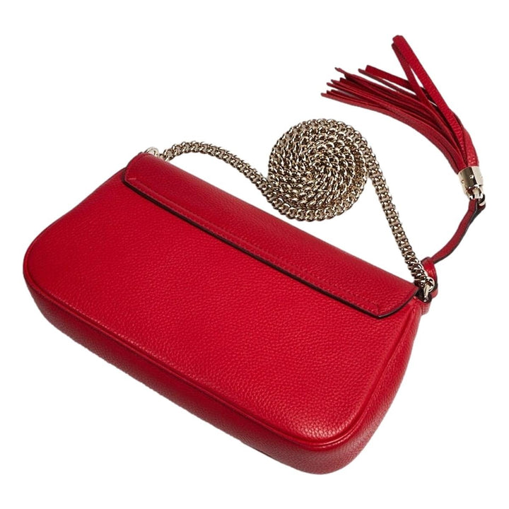Gucci Soho Disco Red Leather GG Tassel Chain Crossbody Bag 536224